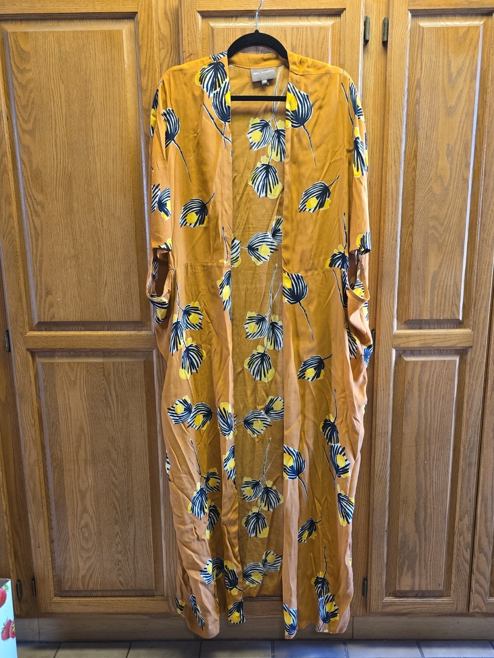 Women’s Mustard Floral Duster, Vintage Pattetn - Lightweight, OS